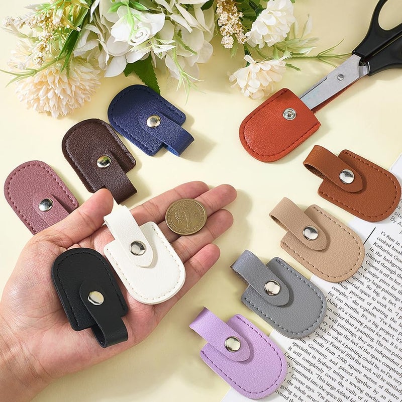 CALFOVERA 10PCS Micro Nipper Cutter Tip Nail Scissors Protective Cover Cap PU Leather Safety Protector Sleeve Cuticle Trimmer Flush Nipper Pouch Storage Container for Pedicure Tools Dead Skin Scissors - Image 3